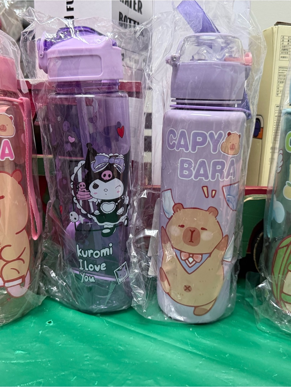 Capybara Purple Kids Water Bottle - Cute Capybara Design